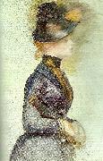 Pierre Renoir woman in blue painting